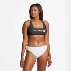 Women's LIG Horizontal Wordmark Scoop Bikini Swimsuit Top