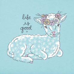 Women's Lamb Flower CrownCrusher Tee -Clothes Style Shop Womens Lamb Flower Crown Short Sleeve Crusher Tee 95702 2 lg