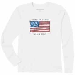 Women's Life Is Good America Long Sleeve Crusher Tee