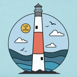 Women's Lighthouse Waves Short SleeveTee -Clothes Style Shop Womens Lighthouse Waves Short Sleeve Crusher Tee 113047 2 lg