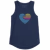 Women's Linear Wave Heart Sleeveless High-Low Crusher Tank