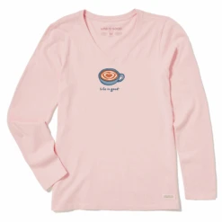 Women's Little Latte Heart Long Sleeve Crusher Vee