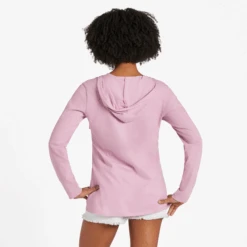 Women's Lotus Icon Long Sleeve Striped Crusher-LITE Hooded Tee -Clothes Style Shop Womens Lotus Icon Long Sleeve Striped CrusherLITE Hooded Tee 99594 3 lg