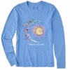 Women's Moon Flower Peace On Earth Long Sleeve Crusher Tee