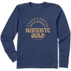 Women's Namaste Gold Long Sleeve Crusher Tee