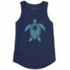 Women's Palm Tree Turtle Sleeveless High-Low Crusher Tank