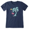 Women's Patterna Flamingo Palm Short SleeveTee -Clothes Style Shop Womens Patterna Flamingo Palm Short Sleeve Crusher Tee 117706 1 lg