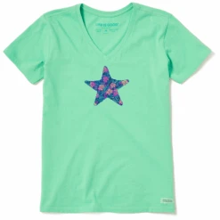 Women's Patterna Hibiscus Starfish Short SleeveVee