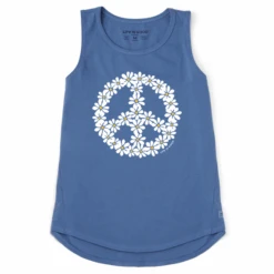 Women's Peace Daisy Chain Sleeveless High-Low Crusher Tank