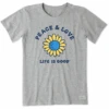 Women's Peace & Love Sunflower Short SleeveTee 2 Women's Peace & Love Sunflower Short SleeveTee -Clothes Style Shop Womens Peace Love Sunflower Short Sleeve CrusherLITE Tee 92855 1 lg