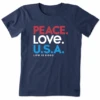 Women's Peace Love U.S.A. Short SleeveTee -Clothes Style Shop Womens Peace Love USA Short Sleeve Crusher Tee 98032 1 lg