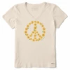 Women's Peace SunflowerCrusher Vee -Clothes Style Shop Womens Peace Sunflower Short Sleeve Crusher Vee 93431 1 lg