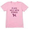 Women's Plays Well Poodle Short Sleeve Tee -Clothes Style Shop Womens Plays Well Poodle Short Sleeve Crusher Tee 90597 1 lg