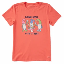 Women's Quirky Drinks Well With Others Gnomes Short SleeveTee