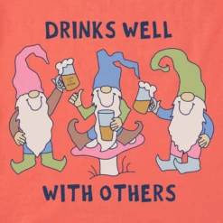 Clothes Style Shop -Clothes Style Shop Womens Quirky Drinks Well with Others Gnomes Short Sleeve CrusherLITE Tee 121747 2 lg
