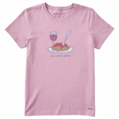 Women's Quirky La Vita E Bella Pasta & Wine Short SleeveTee
