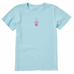 Women's Quirky Smiley Boba Tea Short SleeveTee