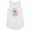 Women's Retro Sun Flamingo Sleeveless High-LowTank -Clothes Style Shop Womens Retro Sun Flamingo Sleeveless HighLow Crusher Tank 114077 1 lg