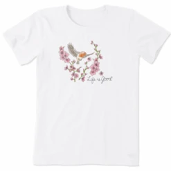 Women's Robin With Blossoms Short SleeveTee