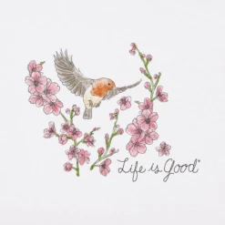 Clothes Style Shop -Clothes Style Shop Womens Robin With Blossoms Short Sleeve CrusherLITE Tee 89063 2 lg