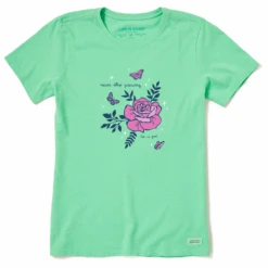 Women's Rose & Butterflies Never Stop Growing Short SleeveTee