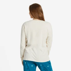 Women's Snowflake Mandala Long Sleeve Snuggle Up Relaxed Sleep Tee -Clothes Style Shop Womens Snowflake Mandala Long Sleeve Snuggle Up Relaxed Sleep Tee 99694 3 lg