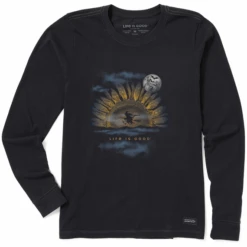 Women's Spooky Sunflower Moon Long Sleeve Crusher Tee