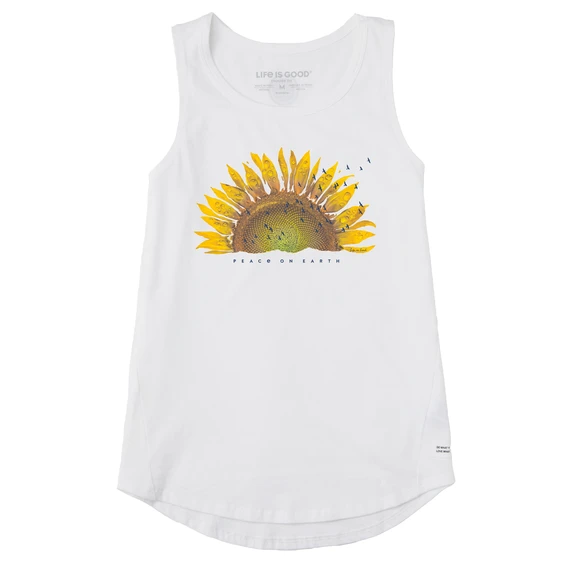 Women's Sunflower Dew Peace On Earth Sleeveless High-Low Crusher Tank 3 Women's Sunflower Dew Peace On Earth Sleeveless High-Low Crusher Tank