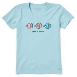 Women's Three Colorful Fish Short SleeveVee