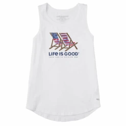 Women's Tie Dye Americana Beach Chairs Sleeveless High-Low Crusher Tank