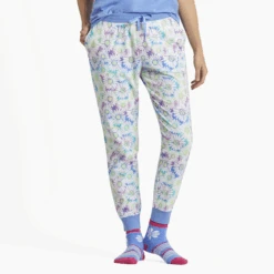 Women's Tie Dye Daisy Pattern Snuggle Up Sleep Jogger