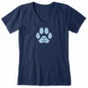 Women's Tie Dye Dog Paw Short SleeveVee -Clothes Style Shop Womens Tie Dye Dog Paw Short Sleeve Crusher Vee 111780 1 lg