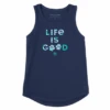 Women's Tie Dye Life Is Good Paw Print Sleeveless High-Low Crusher Tank
