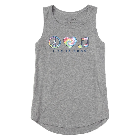 Women's Tie Dye Peace Love Music High-Low Crusher Tank 3 Women's Tie Dye Peace Love Music High-Low Crusher Tank