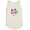 Women's Tie Dye Smiley Daisy Sleeveless High-Low Crusher Tank