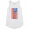 Women's Tie Dye USA Flag Sleeveless High-Low Crusher Tank