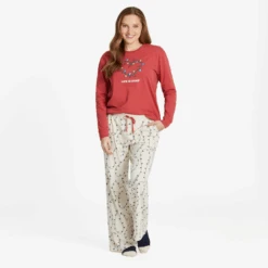 Women's Twinkle Lights Pattern Snuggle Up Sleep Pant -Clothes Style Shop Womens Twinkle Lights Pattern Snuggle Up Sleep Pant 99676 5 lg