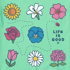 Women's Vintage Flowers & Ladybug Grid Short SleeveTee -Clothes Style Shop Womens Vintage Flowers Ladybug Grid Short Sleeve Crusher Tee 118385 2 lg