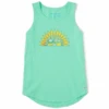 Women's Washy Macro-Micro Sunflower Sleeveless High-Low Crusher Tank