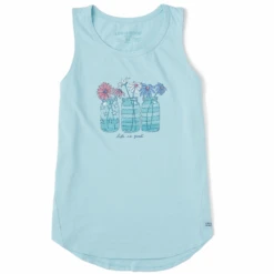 Women's Watercolor Patriotic Flowers Sleeveless High-Low Crusher Tank