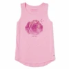 Women's Watercolor Rose Sleeveless High-Low Crusher Tank