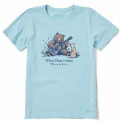Women's Where There Is Music Bear & Dog Short SleeveTee