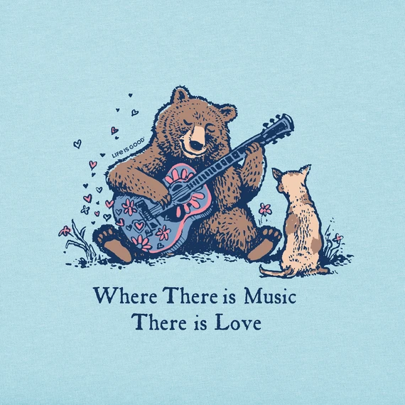 Women's Where There Is Music Bear & Dog Short SleeveTee 4 Women's Where There Is Music Bear & Dog Short SleeveTee - Image 2