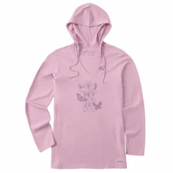 Women's Wildflower And Butterflies Jar Long Sleeve Crusher-LITE Hooded Tee