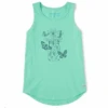 Women's Wildflower And Butterflies Jar Sleeveless High-Low Crusher Tank