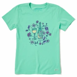 Women's Wine And Flowers Short SleeveTee