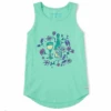 Women's Wine And Flowers Sleeveless High-Low Crusher Tank