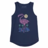 Women's Woodblock Flamingo Sleeveless High-LowTank -Clothes Style Shop Womens Woodblock Flamingo Sleeveless HighLow CrusherLITE Tank 101938 1 lg