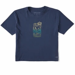 Women's Woodcut Firefly Moon JarBoxy Crusher Tee