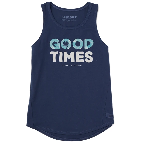 Women's Wordsmith Good Times Palm Sleeveless High-LowTank 3 Women's Wordsmith Good Times Palm Sleeveless High-LowTank